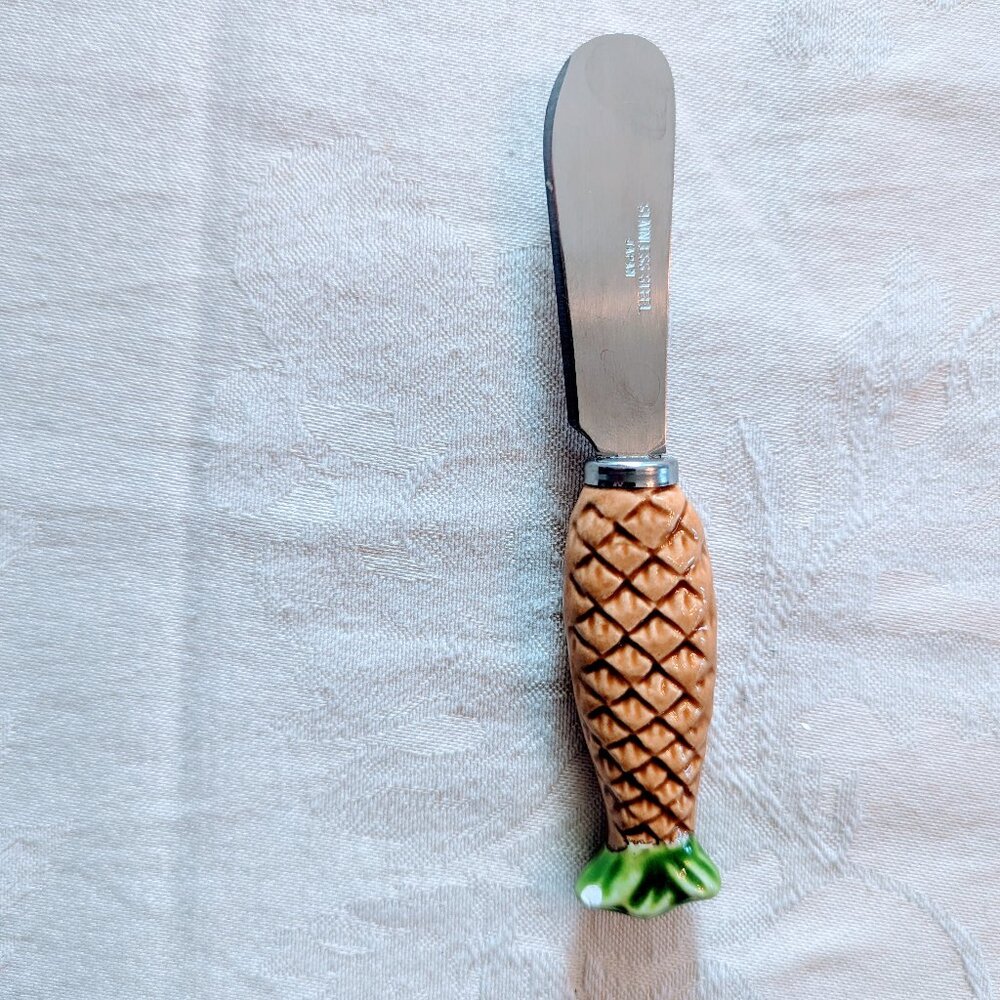 VTG Pineapple Ceramic Handle Butter Spreader Knife Japan Stainless Steel 4.5”